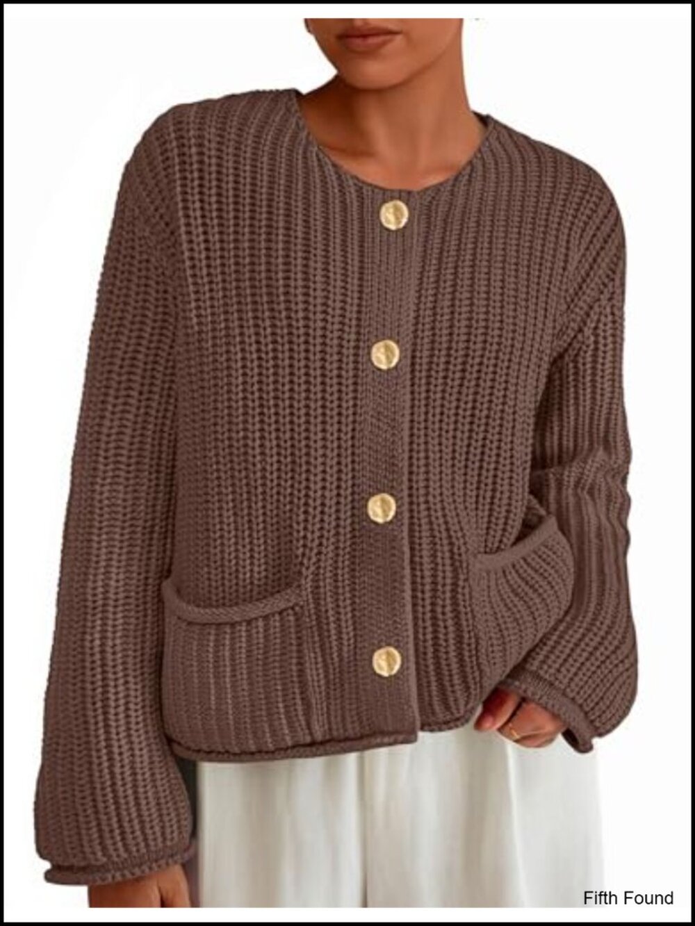 Oversized Open Front Cardigan Sweater Cotton Acrylic Chunky Knit with Pockets